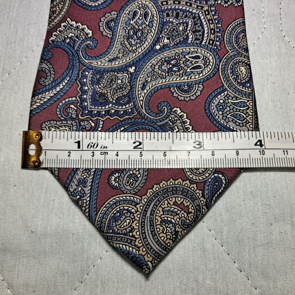 Gianfranco Ruffini 💯 Italian Silk Men's Necktie 58" x 4" Paisley Burgundy/Gold - Picture 8 of 9